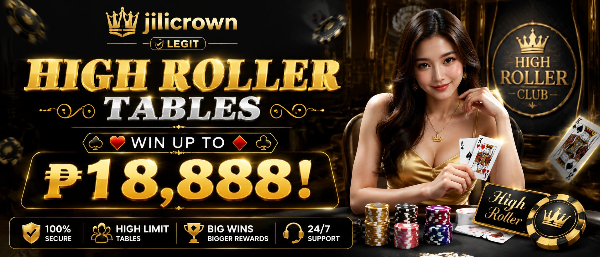 JILICROWN Poker banner for card games